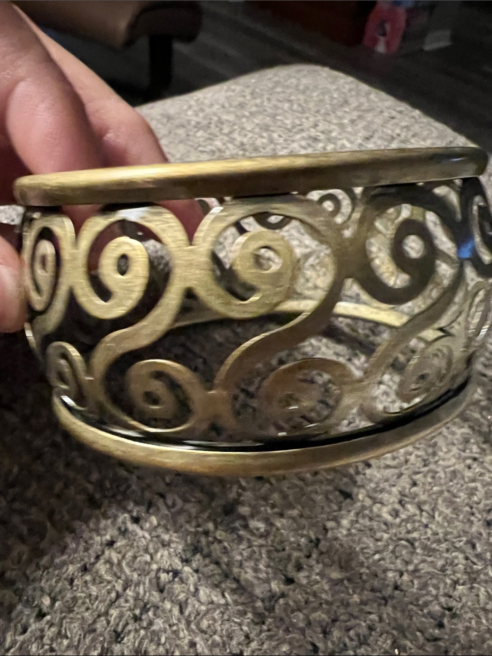 3/$18 Antique-Style Brass Finish Swirl Bangle Bracelet Lot 547